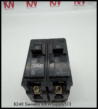 B240~Siemens B240 40A 2P 240VAC 10KA Circuit Breaker-Used