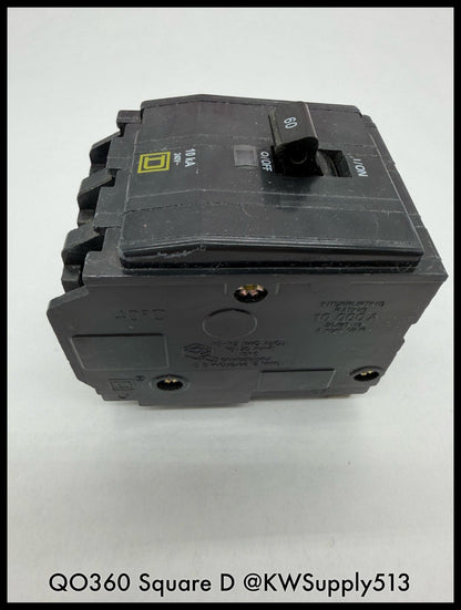 QO360~Square D QO360 60A 3P 3PH 240VAC  Circuit Breaker-Used