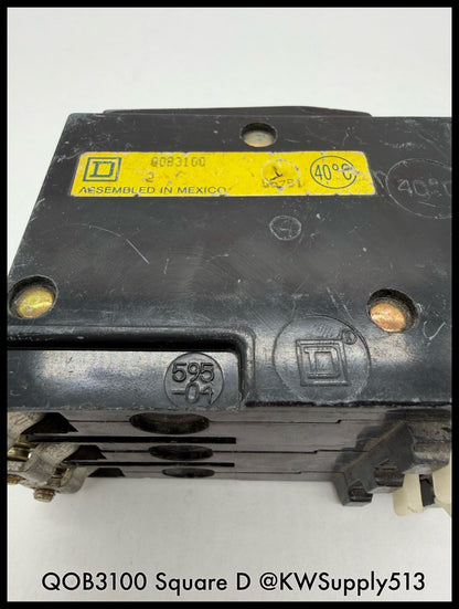 QOB3100~Square D QOB3100 100A 3P 3PH 240VAC 10KA Mini Circuit Breaker-Used