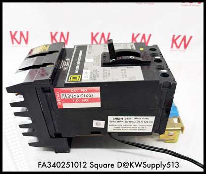 FA340251021~Square D FA340251021 25A 3P 3PH TM Circuit Breaker with Shunt -Used