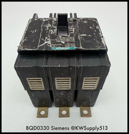 BQD0330~Siemens BQD0330 30A 3P 3PH 480V 14KA Circuit Breaker-Used
