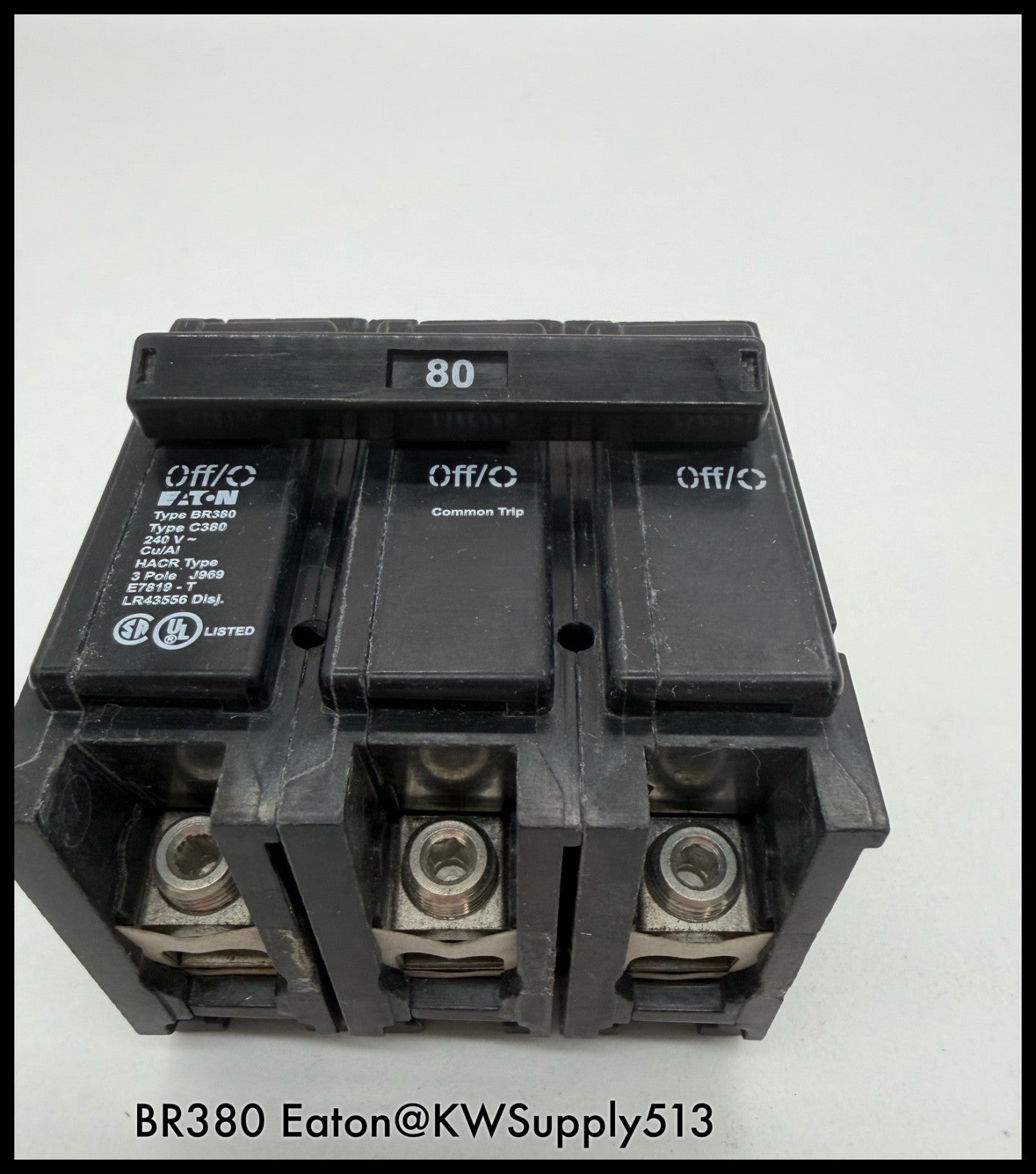 BR380~Eaton BR380 80A 240V 3P 10KA Circuit Breaker-Used