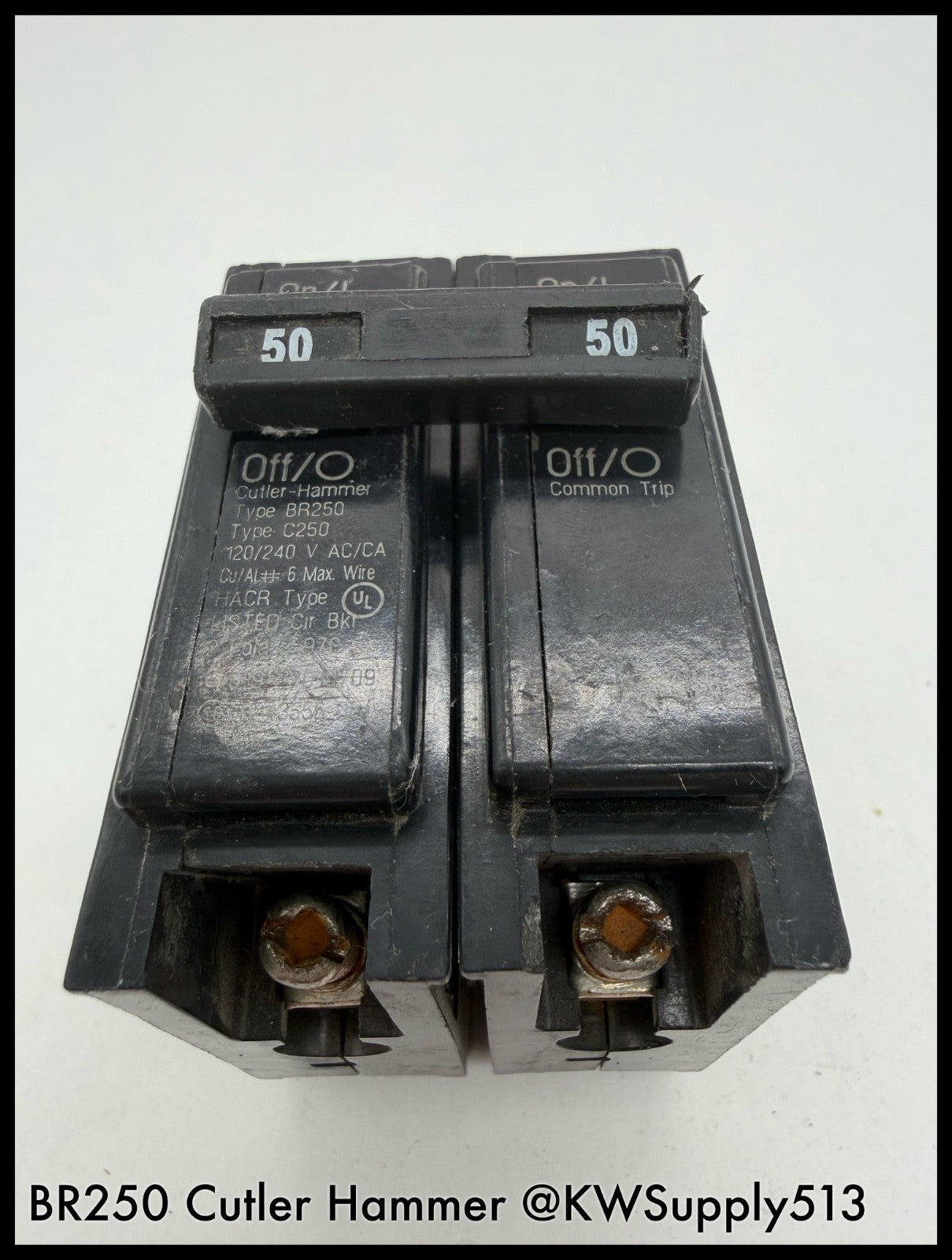 BR250~Eaton BR250 50A 277/480VAC 125/240VDC 2P 14KA Circuit Breaker-Used
