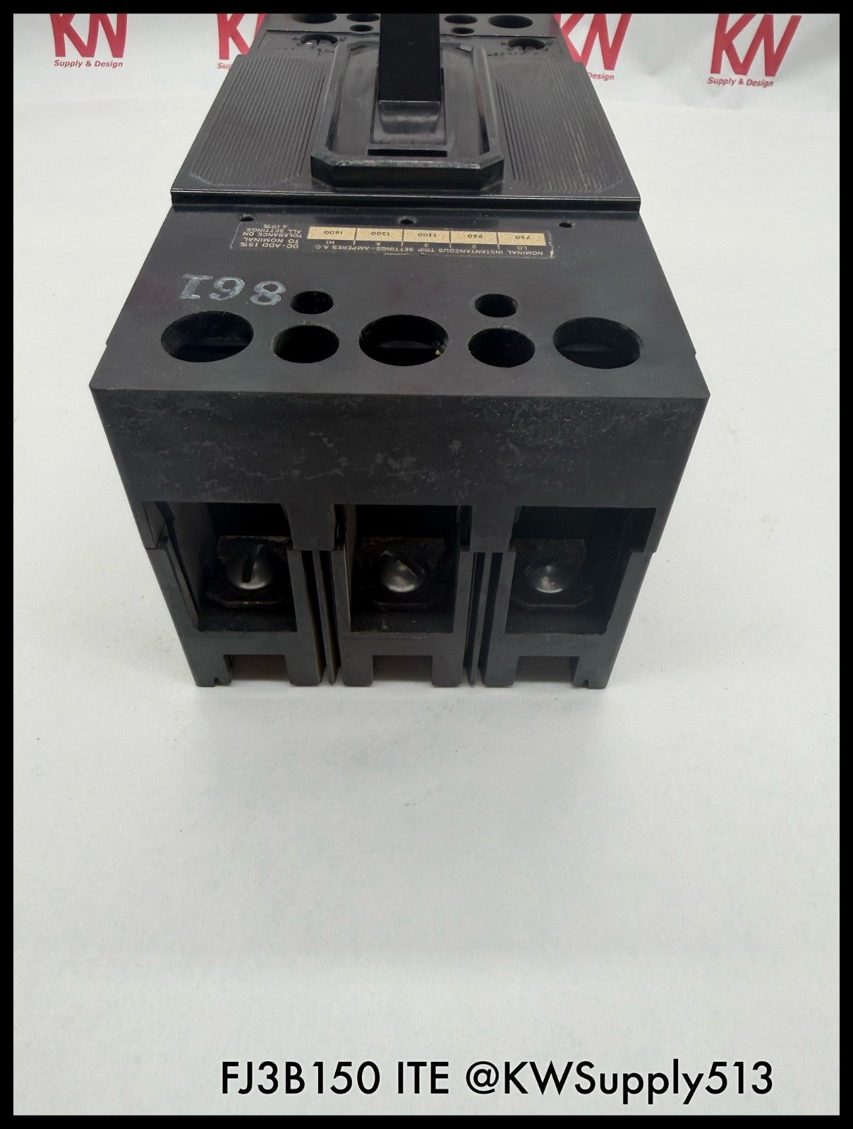 FJ3B150~ITE FJ3B150 150A 3P 3PH 600VAC 14KA Molded Case Circuit Breaker-Used