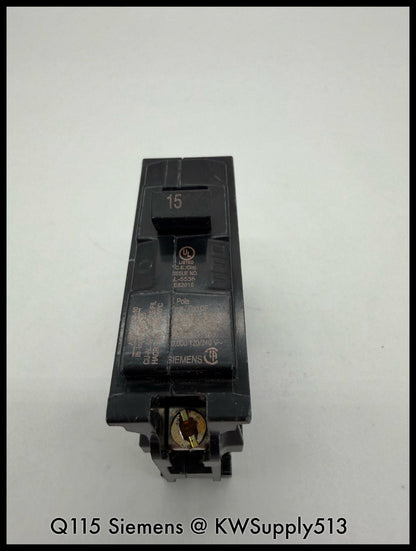 Q115~Siemens Q115 15A 120Vac 1P 1PH 10KA Circuit Breaker-Used