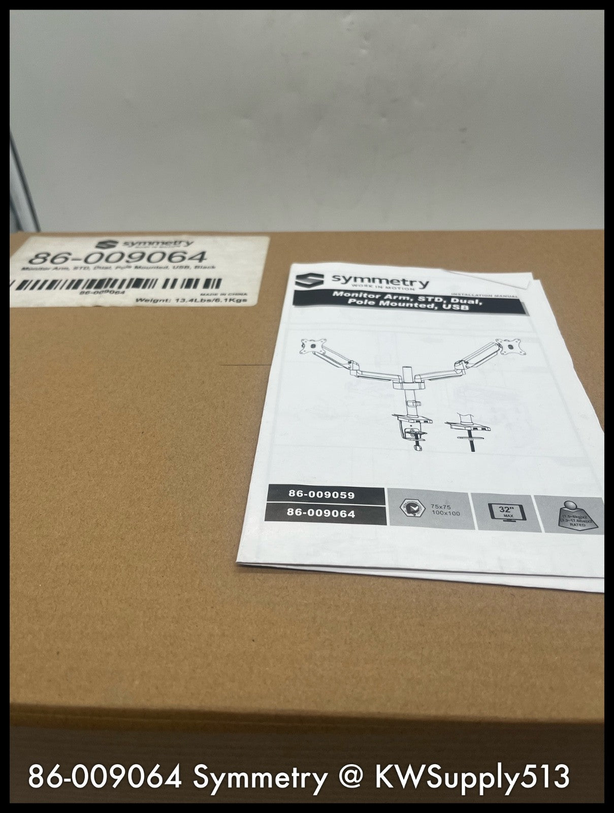 86-009064~Symmetry -86-009064 Easy Adjust Dual Desk Top Monitor Mount-NIB