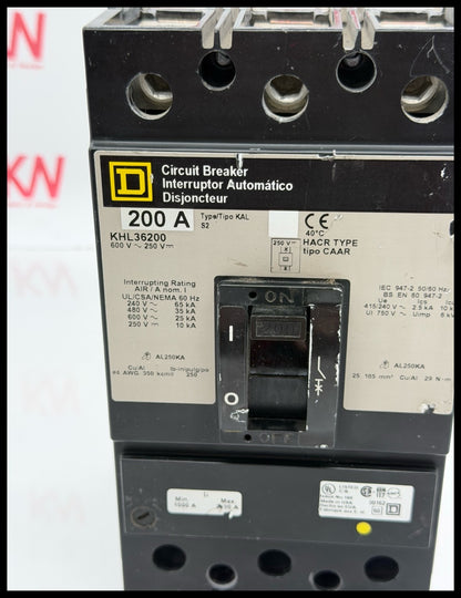 KHL36200~Square D KHL36200 200A 3P 3PH 600V Circuit Breaker-Used