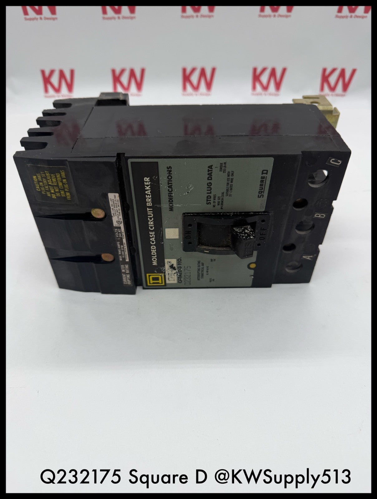 Q232175~Square D Q232175 175A 3P 3PH 240VAC 10KA I-Line Circuit Breaker-Used