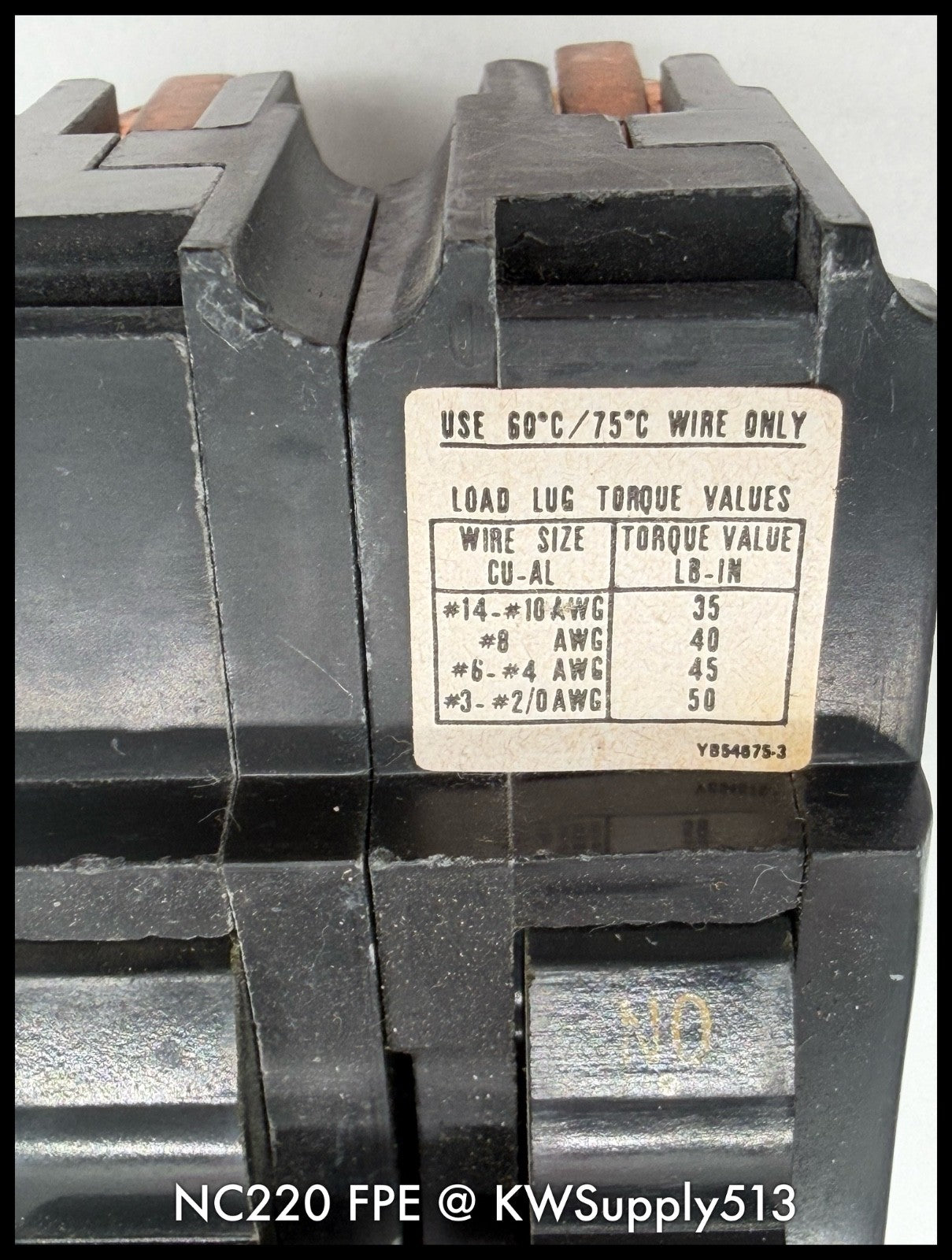 NC220~ FPE NC220 20A 2P 1PH 240V 10KA Circuit Beaker-Used