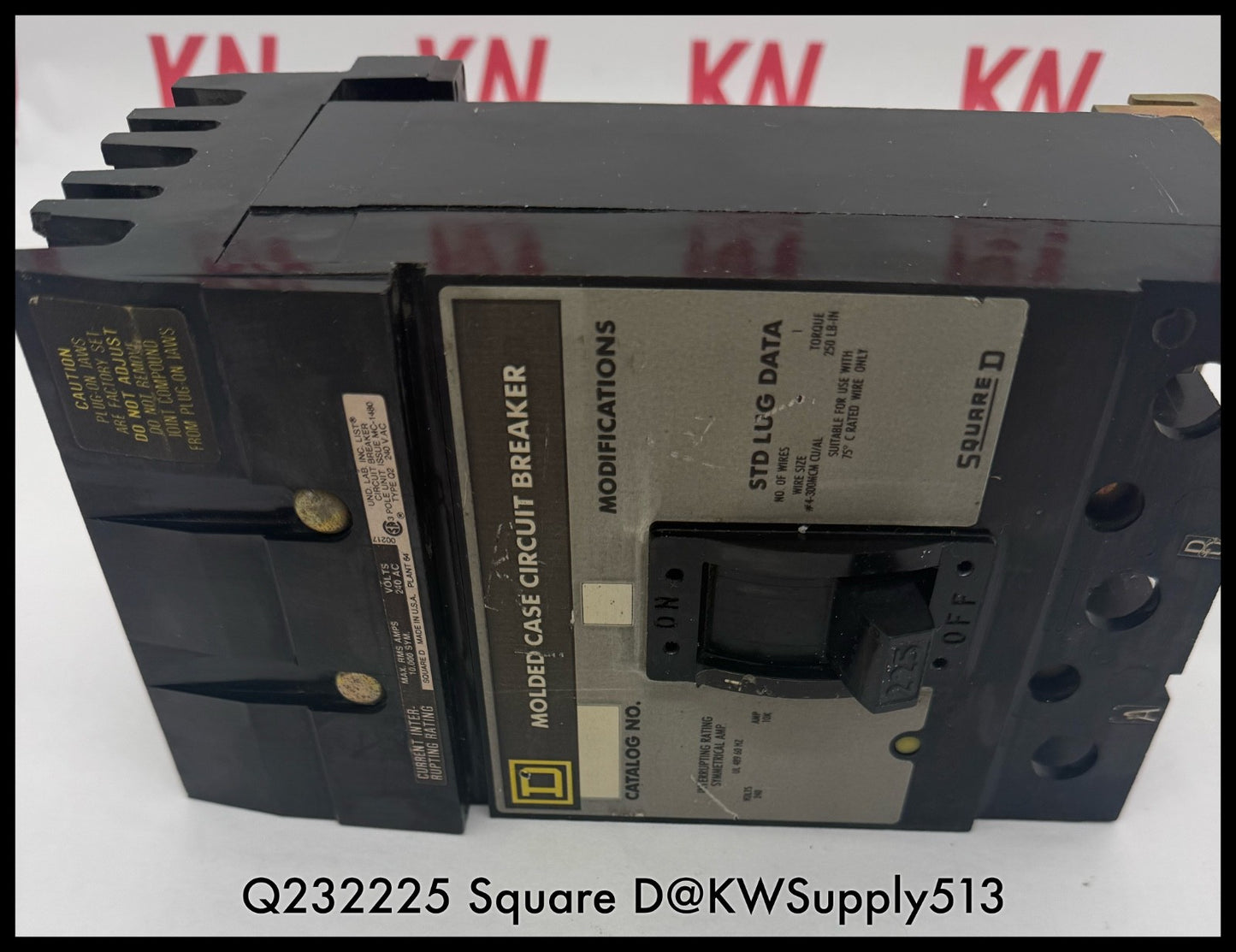 Q232225~Square D Q232225 225A 3P 3PH 240V 10KA I-Line Circuit Breaker-Used