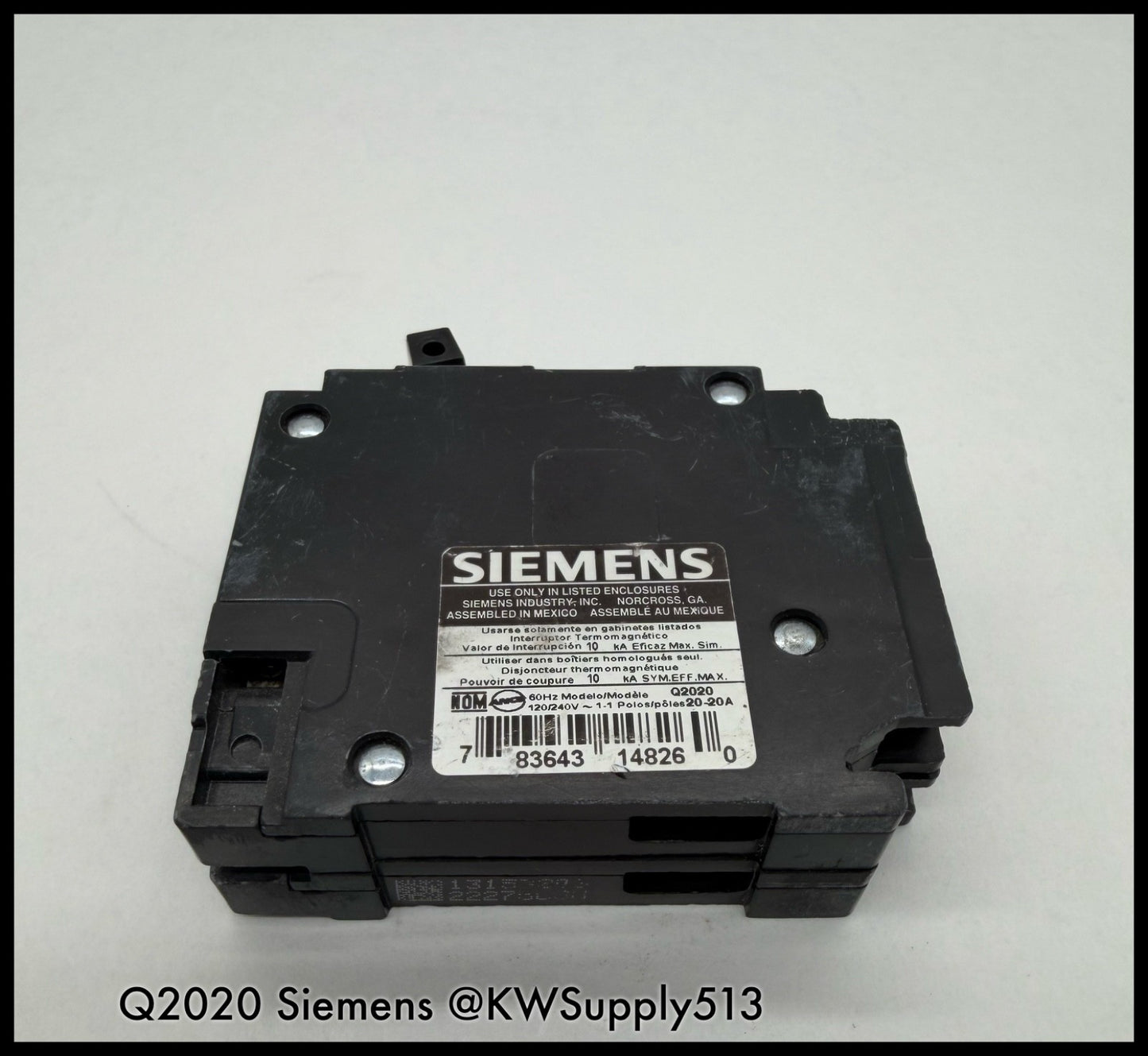 Q2020~Siemens Q2020 20A/20A 120VAC 2P 1PH Tandem Circuit Breaker-Used