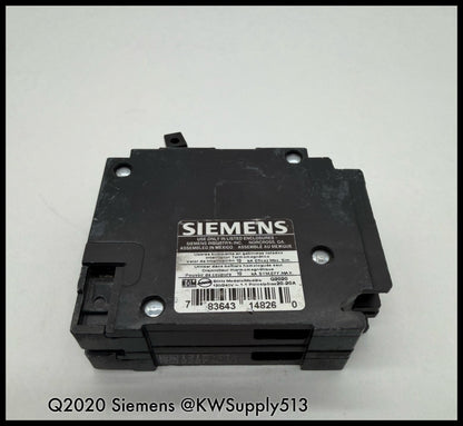 Q2020~Siemens Q2020 20A/20A 120VAC 2P 1PH Tandem Circuit Breaker-Used