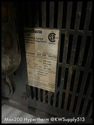 Max200~Hypertherm Maz200 Plasma Cutting System 200A Used AS IS.