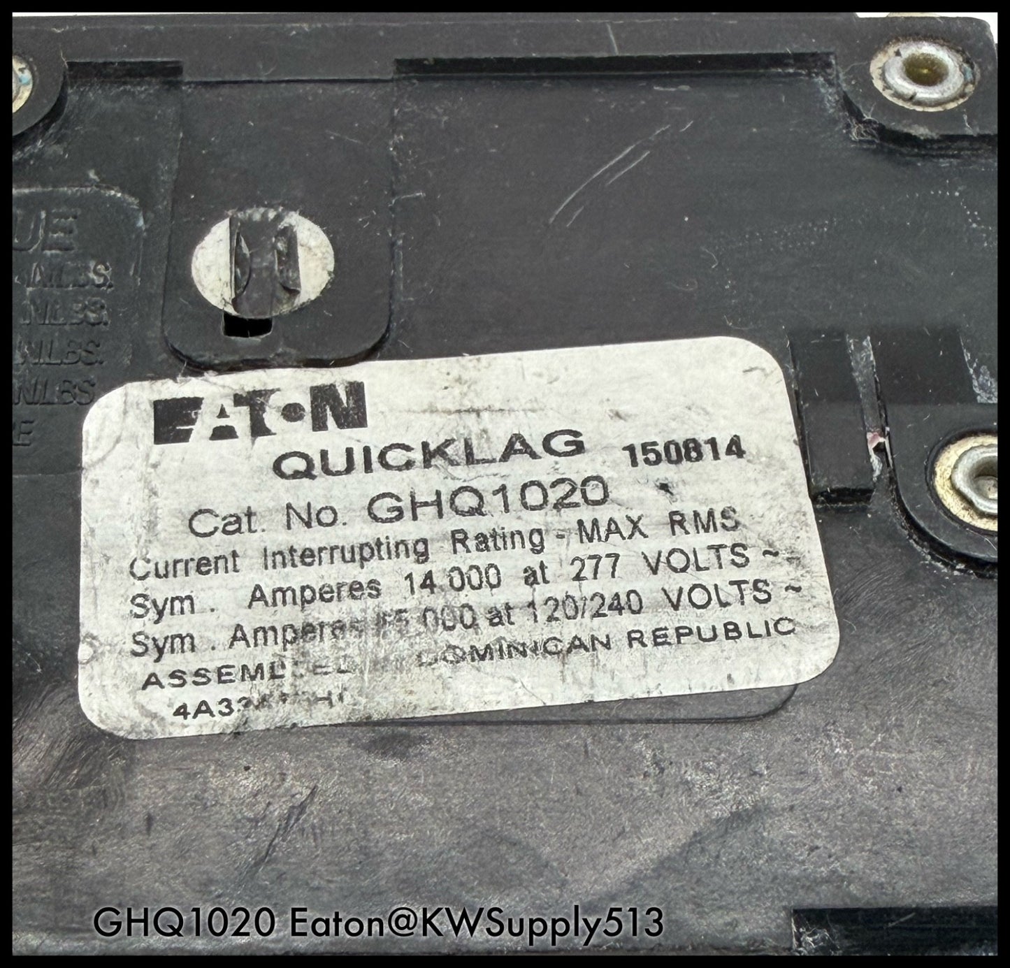 GHQ1020~Eaton GHQ1020 20A 277VAC 1P 1PH 14KA Circuit Breaker-Used