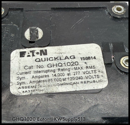 GHQ1020~Eaton GHQ1020 20A 277VAC 1P 1PH 14KA Circuit Breaker-Used