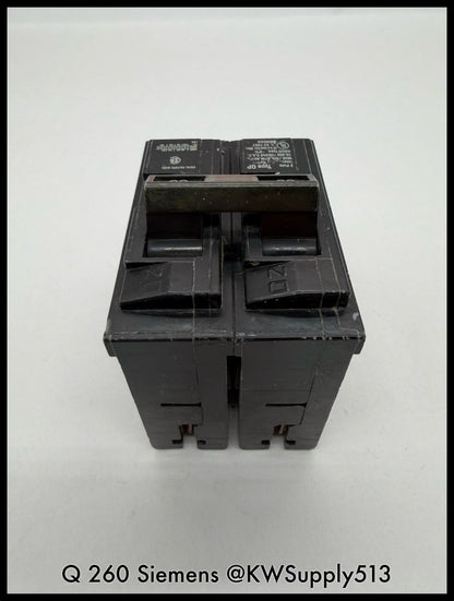 Q260~Siemens Q260 60A 2P 1PH 120/240VAC 10KA Circuit Breaker-Used
