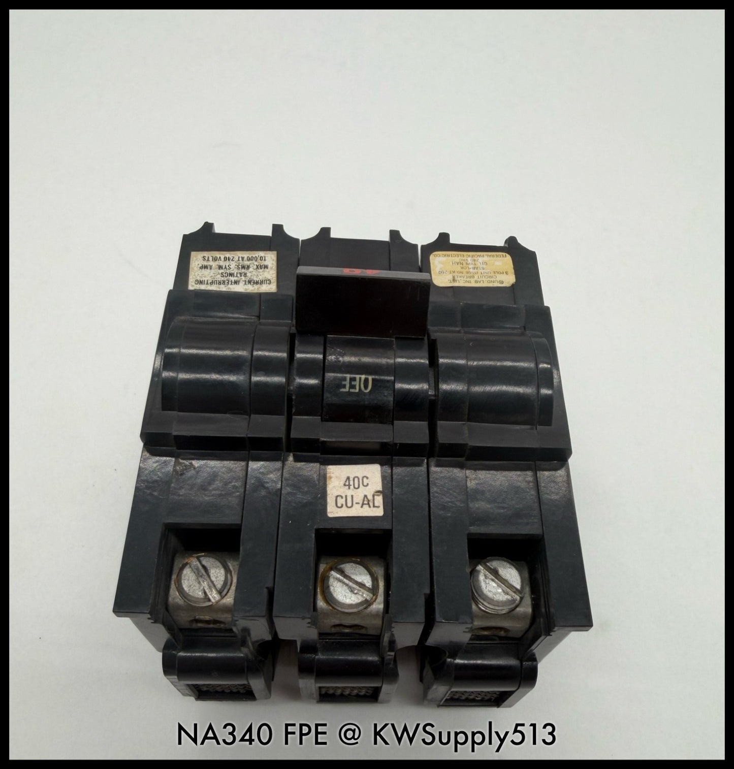 NA340~FPE NA340 40A 3P 240VAC 10KA Molded Case Circuit Breaker-Used