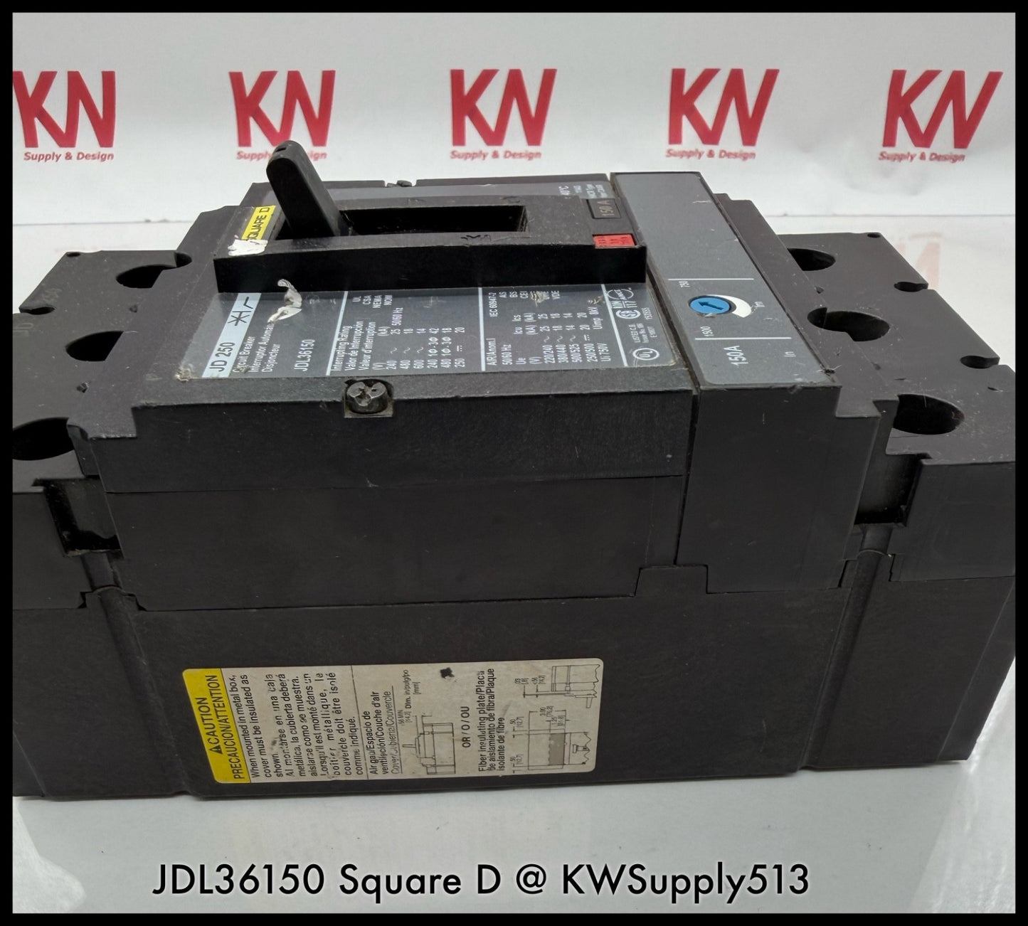 JDL36150~Square D JDL36150 150A 3P 3PH 600VAC 65KA Circuit Breaker -Used