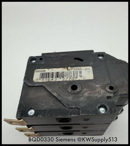 BQD0330~Siemens BQD0330 30A 3P 3PH 480V 14KA Circuit Breaker-Used