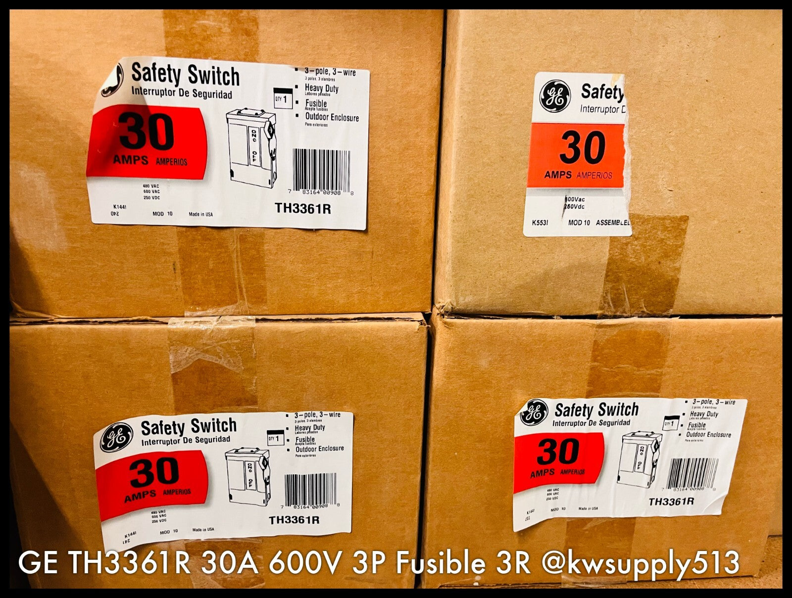 TH3361R ~ GE TH3361R 30A Heavy Duty Safety Switch 3P 600V Fusible 3R ~ Unused