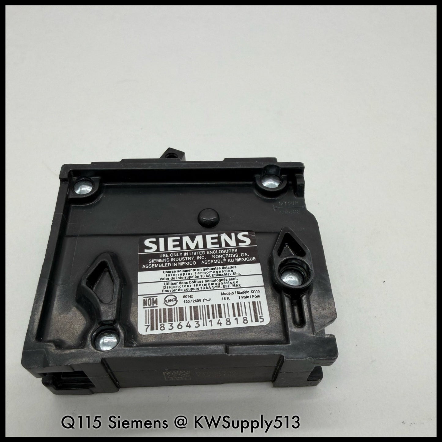 Q115~Siemens Q115 15A 120Vac 1P 1PH 10KA Circuit Breaker-Used