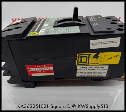 KA362251021~Square D KA362251021 225A   600Vac Circuit Breaker with Shunt-Used